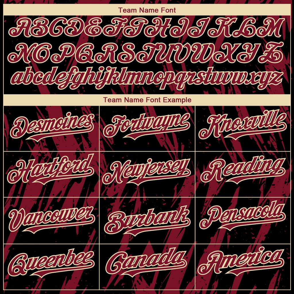 Custom Black Crimson-Cream Splatter Torn Sharp Brush Stroke Authentic Baseball Jersey