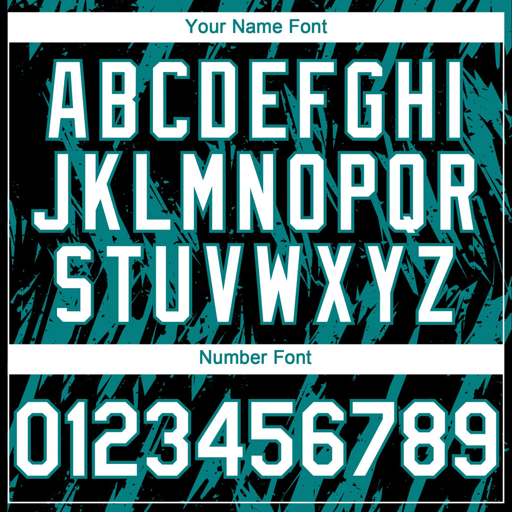Custom Black White-Teal Splatter Torn Sharp Brush Stroke Authentic Baseball Jersey
