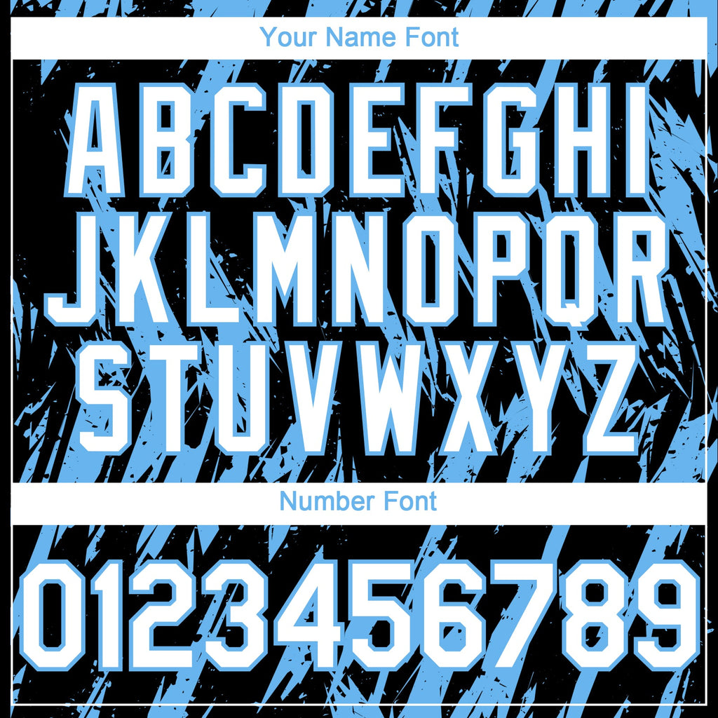 Custom Black White-Sky Blue Splatter Torn Sharp Brush Stroke Authentic Baseball Jersey
