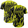 Custom Black Neon Yellow Splatter Torn Sharp Brush Stroke Authentic Baseball Jersey