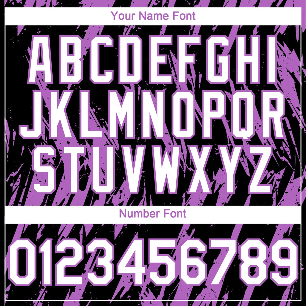 Custom Black White-Medium Purple Splatter Torn Sharp Brush Stroke Authentic Baseball Jersey