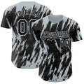 Custom Black Silver Splatter Torn Sharp Brush Stroke Authentic Baseball Jersey