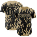 Custom Black Vegas Gold Splatter Torn Sharp Brush Stroke Authentic Baseball Jersey