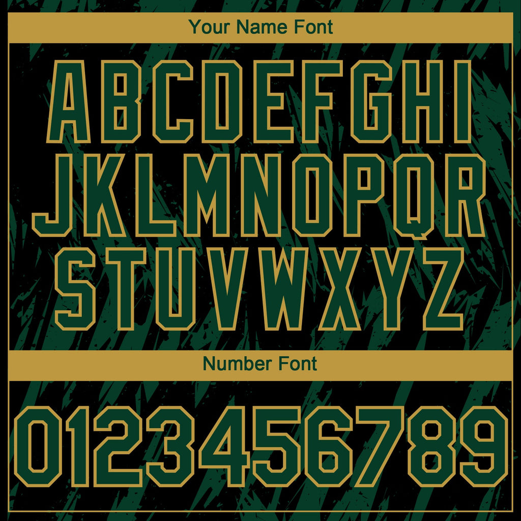 Custom Black Green-Old Gold Splatter Torn Sharp Brush Stroke Authentic Baseball Jersey