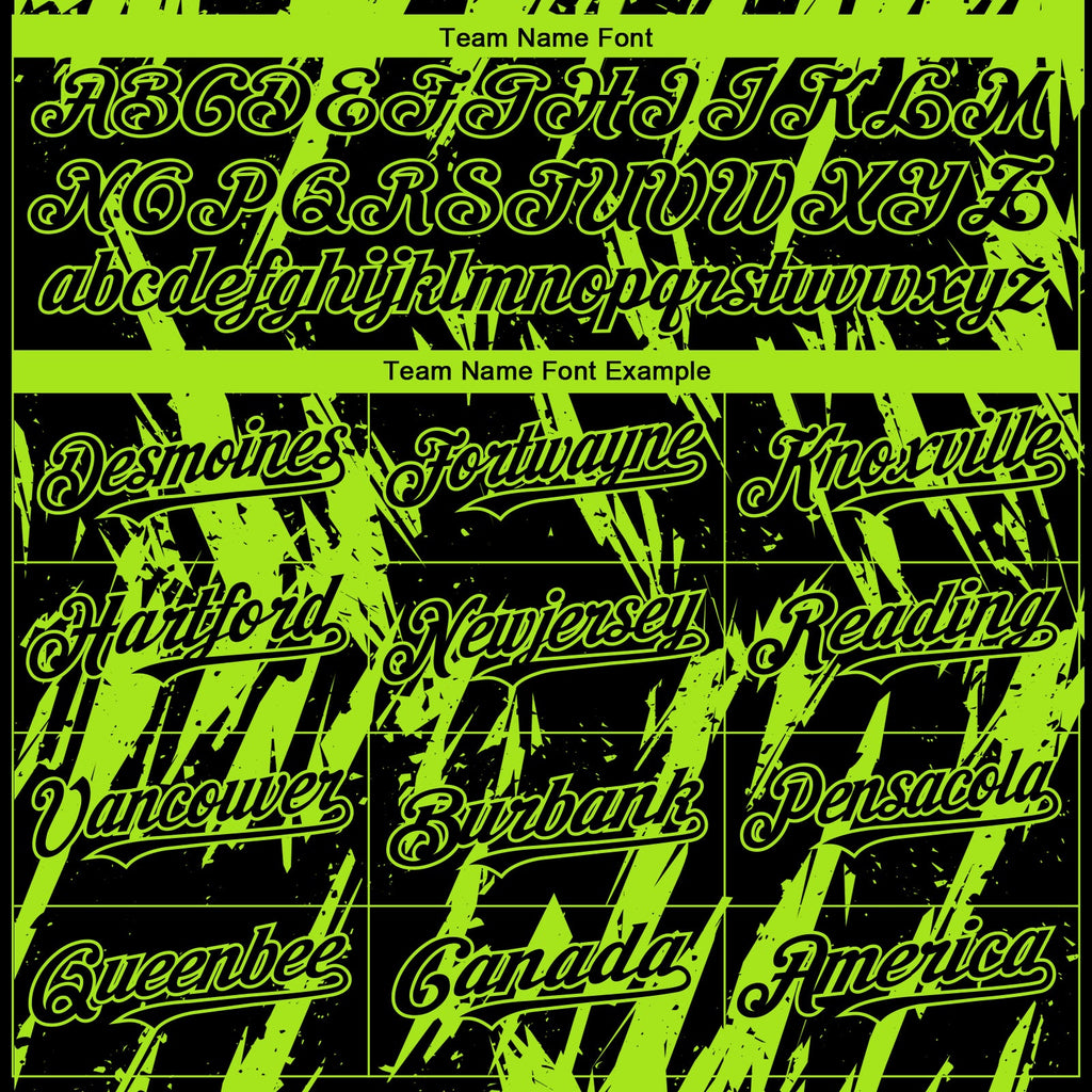 Custom Black Neon Green Splatter Torn Sharp Brush Stroke Authentic Baseball Jersey