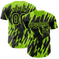 Custom Black Neon Green Splatter Torn Sharp Brush Stroke Authentic Baseball Jersey
