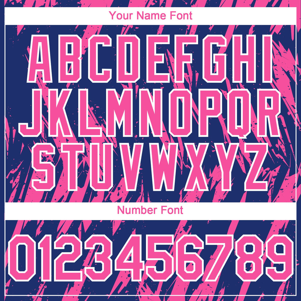Custom Royal Pink-White Splatter Torn Sharp Brush Stroke Authentic Baseball Jersey