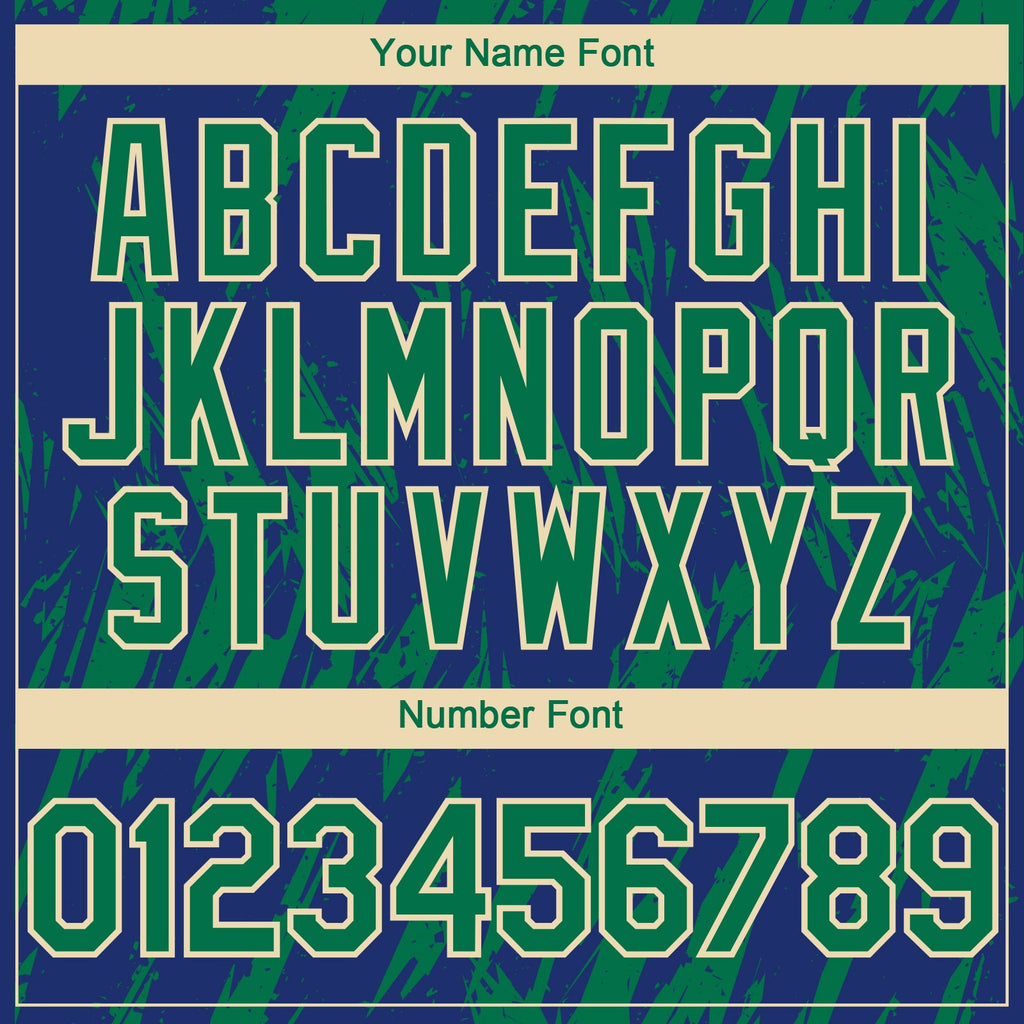 Custom Royal Kelly Green-Cream Splatter Torn Sharp Brush Stroke Authentic Baseball Jersey
