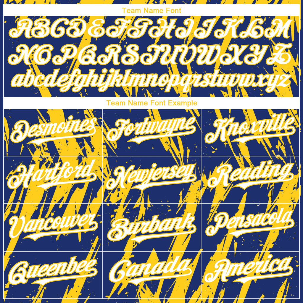 Custom Royal White-Yellow Splatter Torn Sharp Brush Stroke Authentic Baseball Jersey