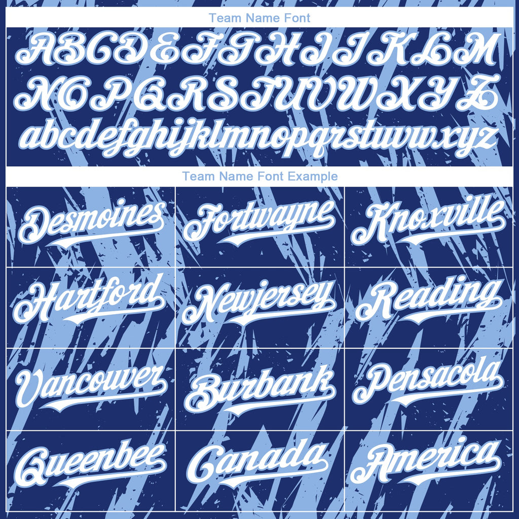 Custom Royal White-Light Blue Splatter Torn Sharp Brush Stroke Authentic Baseball Jersey