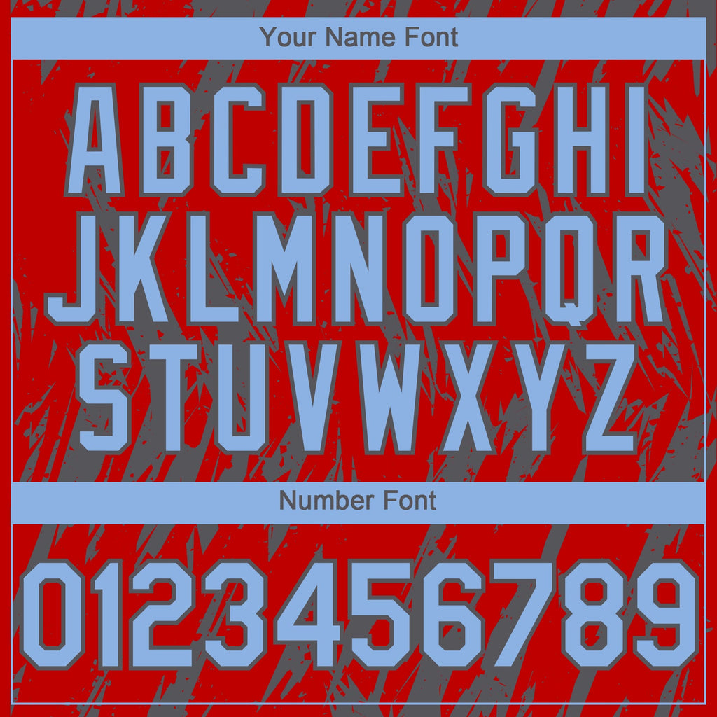 Custom Red Light Blue-Steel Gray Splatter Torn Sharp Brush Stroke Authentic Baseball Jersey