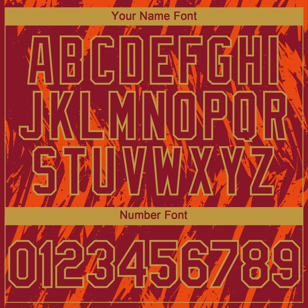 Custom Crimson Old Gold-Orange Splatter Torn Sharp Brush Stroke Authentic Baseball Jersey