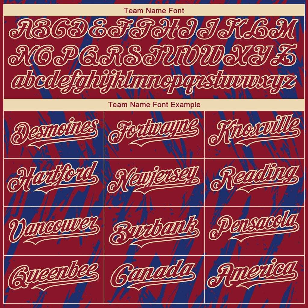 Custom Crimson Cream-Royal Splatter Torn Sharp Brush Stroke Authentic Baseball Jersey