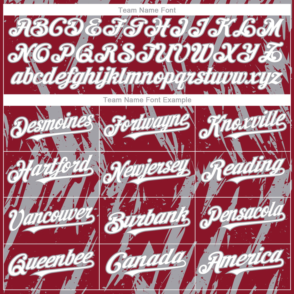 Custom Crimson White-Gray Splatter Torn Sharp Brush Stroke Authentic Baseball Jersey