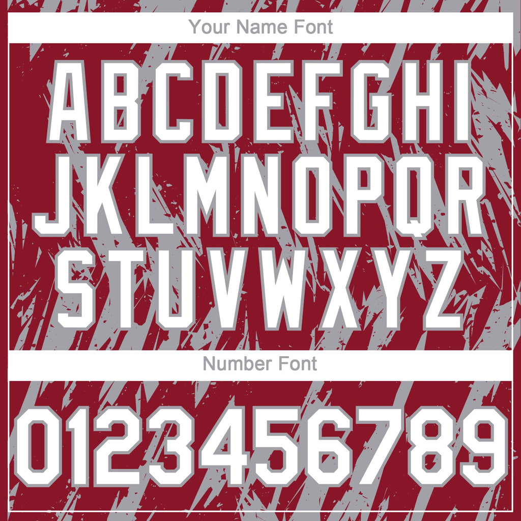 Custom Crimson White-Gray Splatter Torn Sharp Brush Stroke Authentic Baseball Jersey