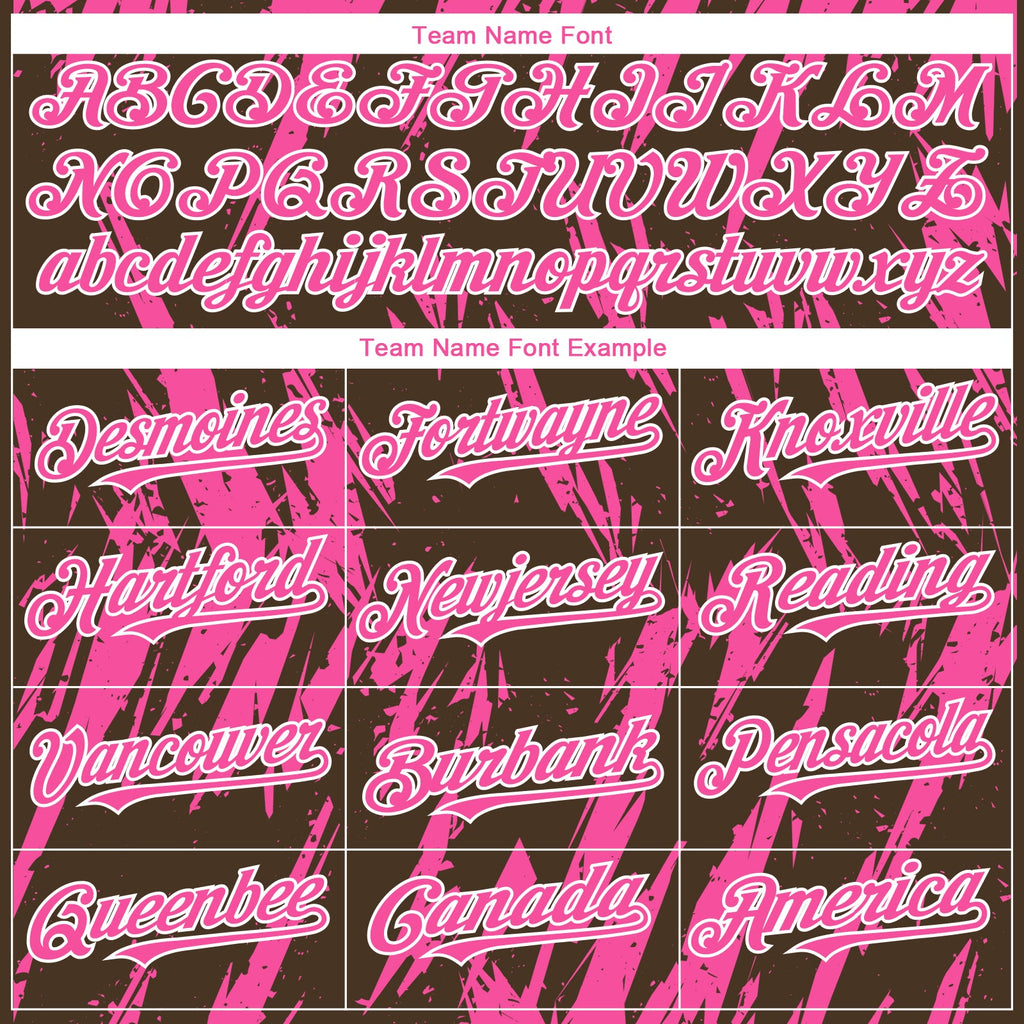 Custom Brown Pink-White Splatter Torn Sharp Brush Stroke Authentic Baseball Jersey