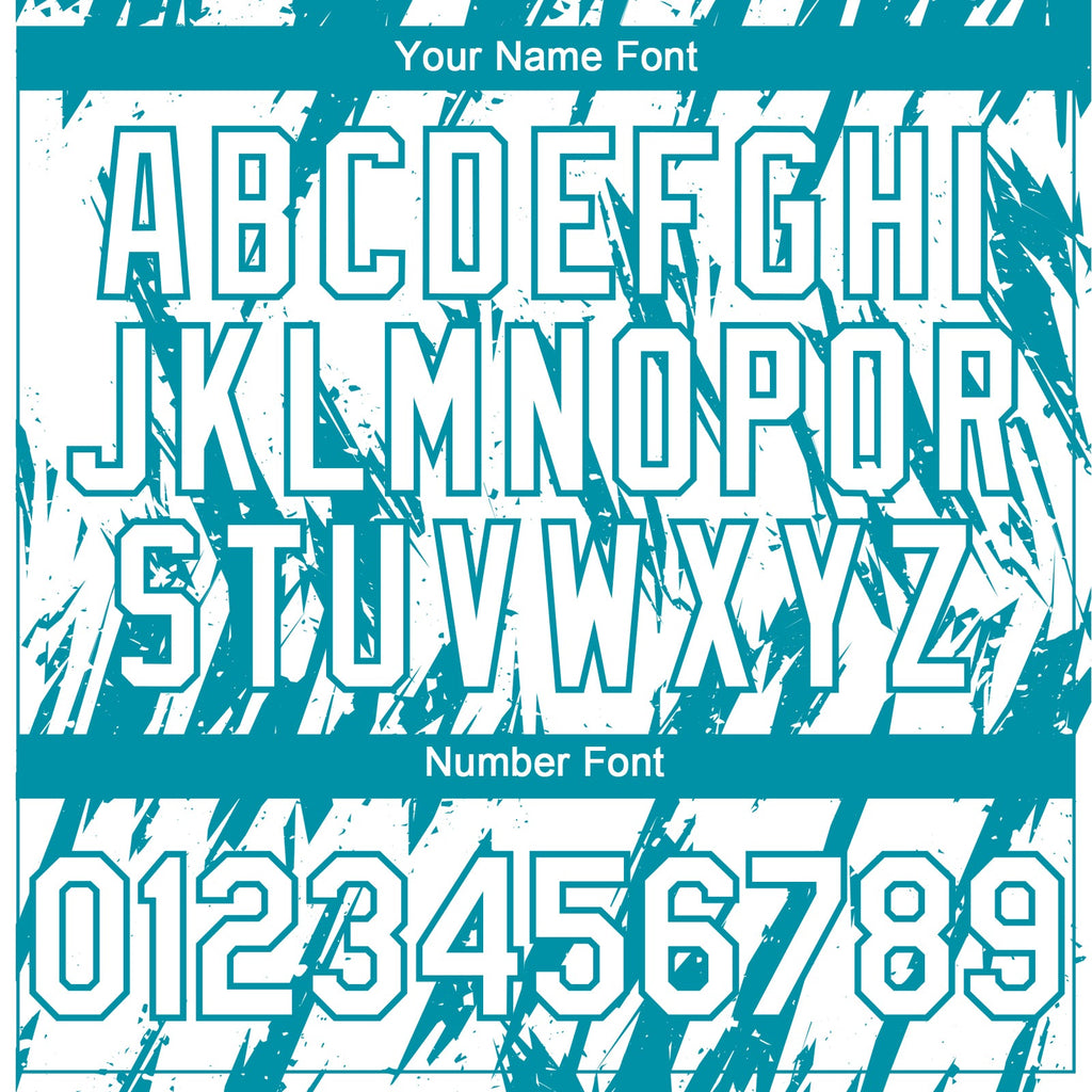Custom White Teal Splatter Torn Sharp Brush Stroke Authentic Baseball Jersey