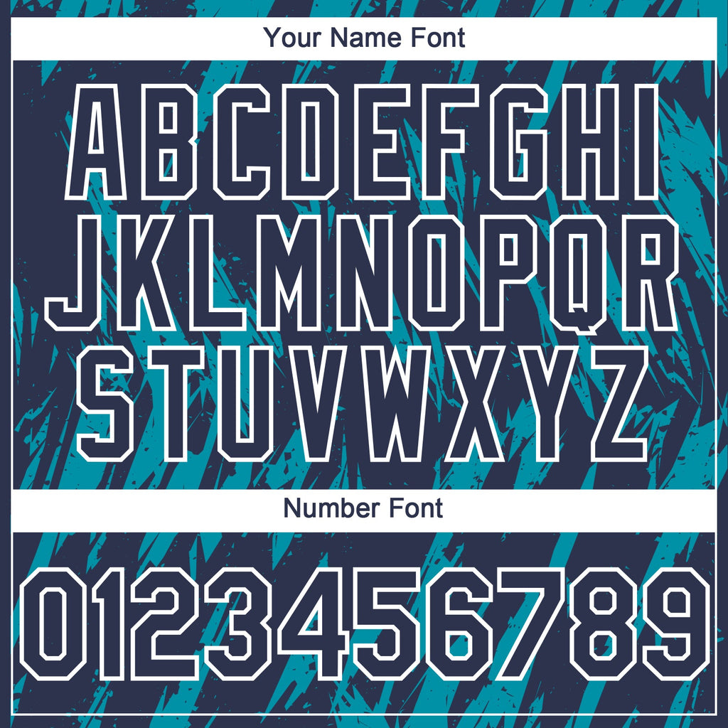 Custom Navy White-Teal Splatter Torn Sharp Brush Stroke Authentic Baseball Jersey