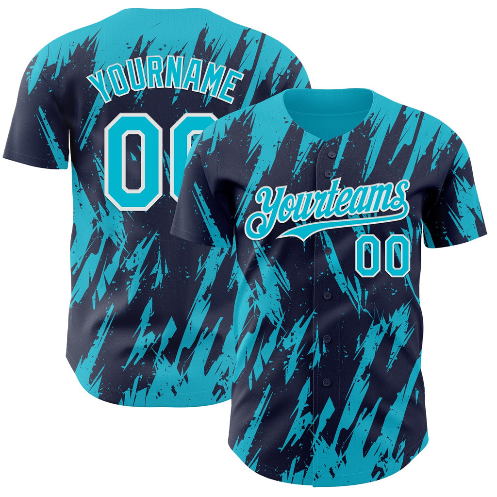 Custom Navy Lakes Blue-White Splatter Torn Sharp Brush Stroke Authentic Baseball Jersey
