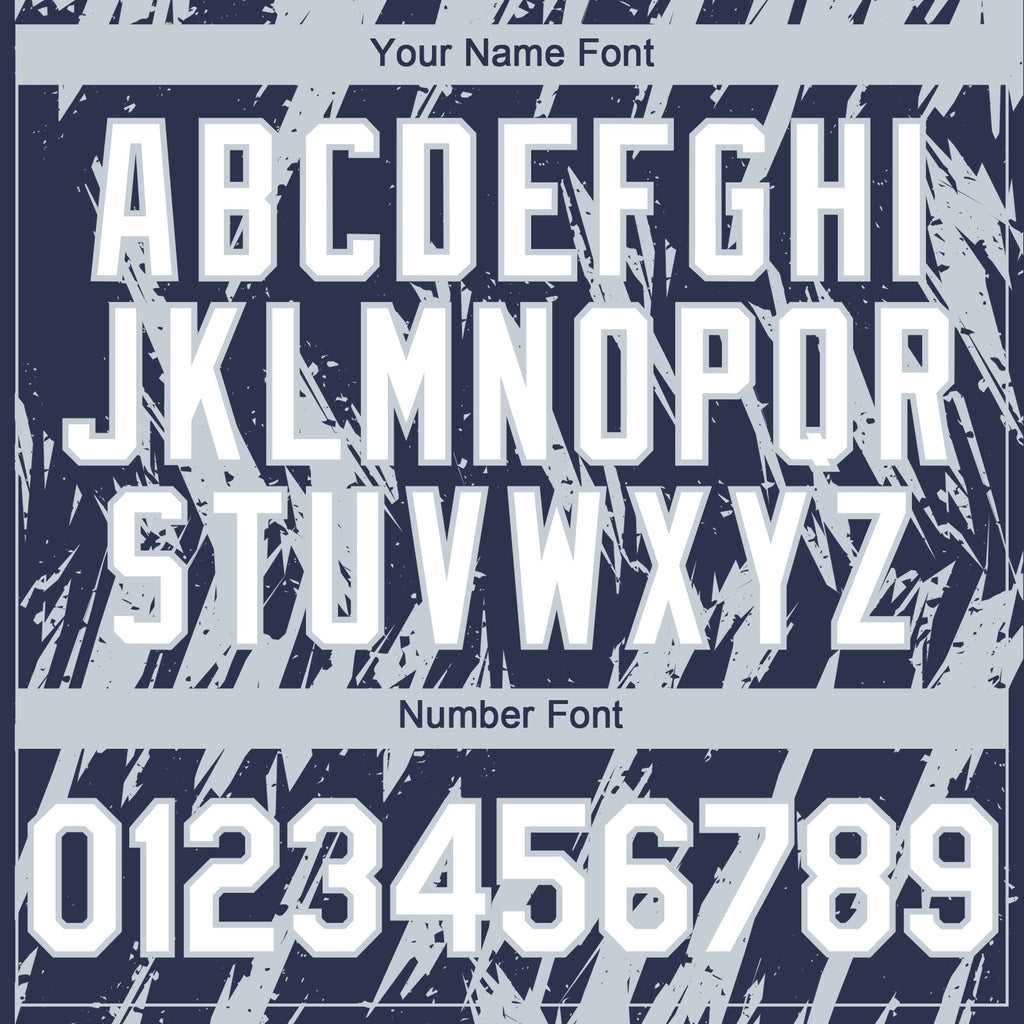 Custom Navy White-Silver Splatter Torn Sharp Brush Stroke Authentic Baseball Jersey