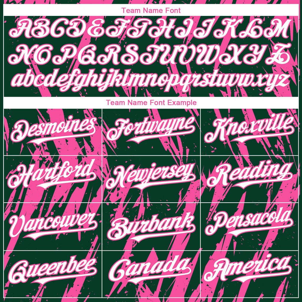 Custom Green White-Pink Splatter Torn Sharp Brush Stroke Authentic Baseball Jersey