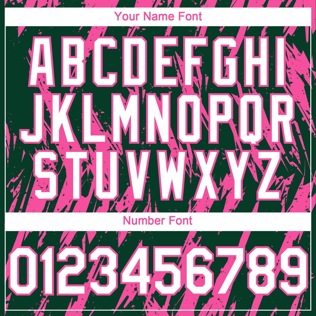 Custom Green White-Pink Splatter Torn Sharp Brush Stroke Authentic Baseball Jersey