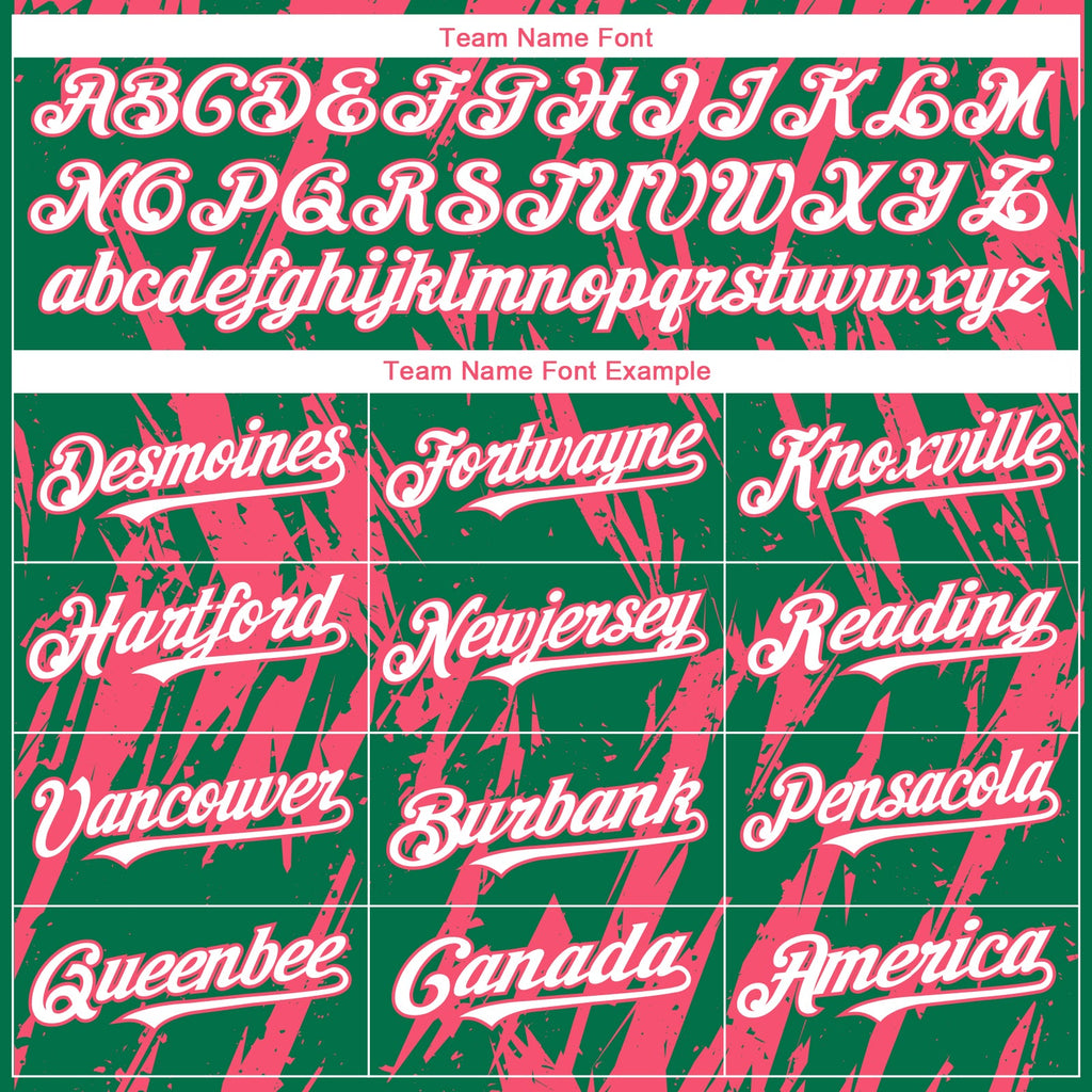 Custom Kelly Green White-Neon Pink Splatter Torn Sharp Brush Stroke Authentic Baseball Jersey