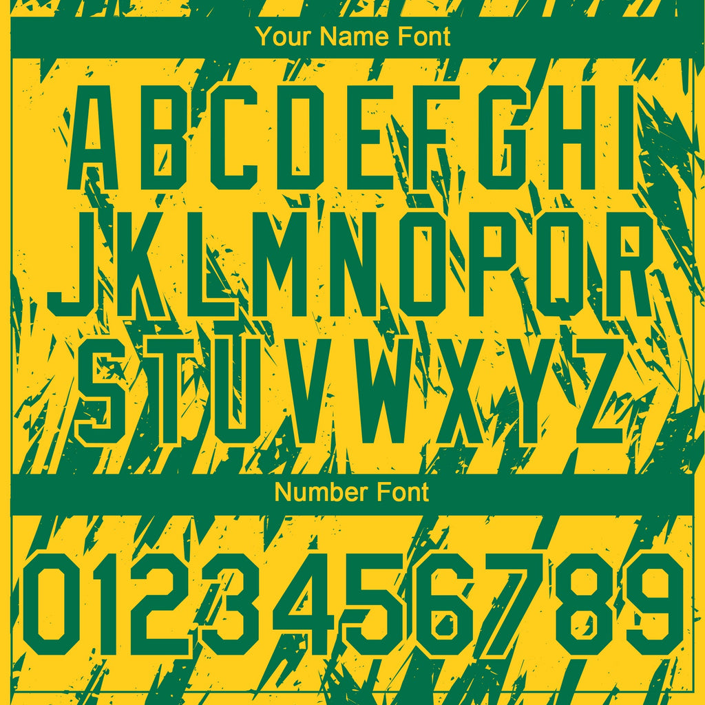 Custom Yellow Kelly Green-White Splatter Torn Sharp Brush Stroke Authentic Baseball Jersey