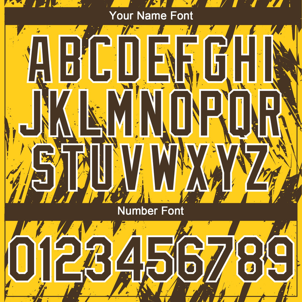 Custom Yellow Brown-White Splatter Torn Sharp Brush Stroke Authentic Baseball Jersey