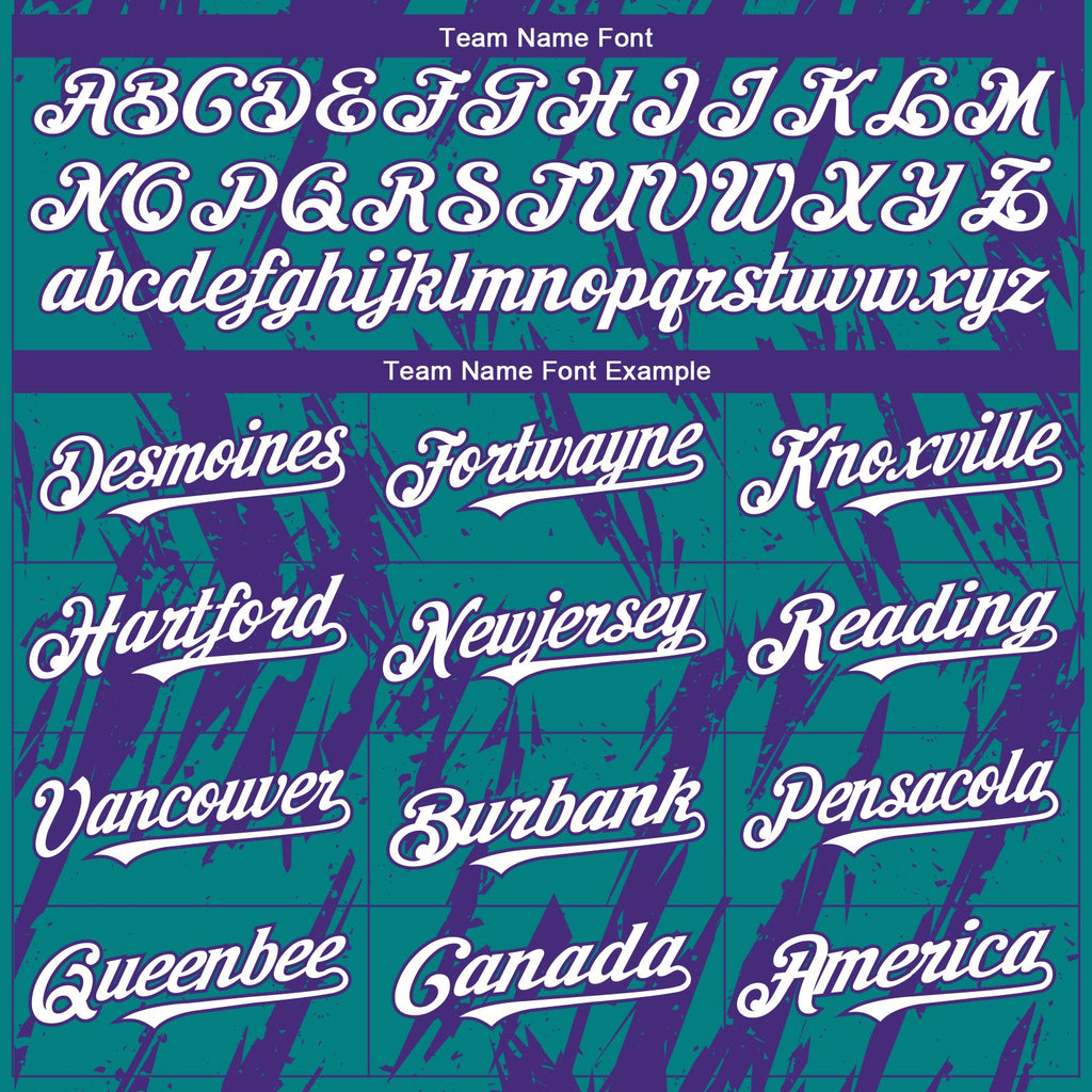 Custom Teal White-Purple Splatter Torn Sharp Brush Stroke Authentic Baseball Jersey