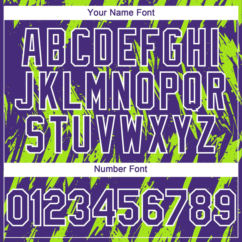 Custom Purple White-Neon Green Splatter Torn Sharp Brush Stroke Authentic Baseball Jersey