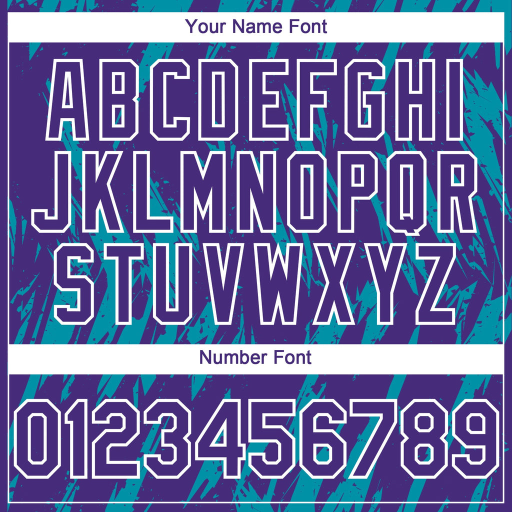 Custom Purple White-Teal Splatter Torn Sharp Brush Stroke Authentic Baseball Jersey