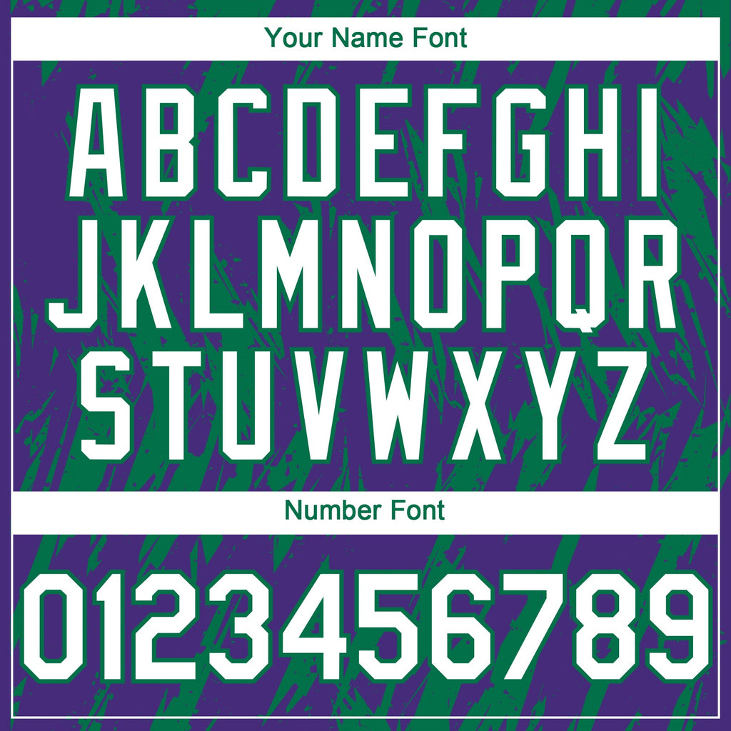 Custom Purple White-Kelly Green Splatter Torn Sharp Brush Stroke Authentic Baseball Jersey