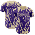 Custom Purple Cream Splatter Torn Sharp Brush Stroke Authentic Baseball Jersey