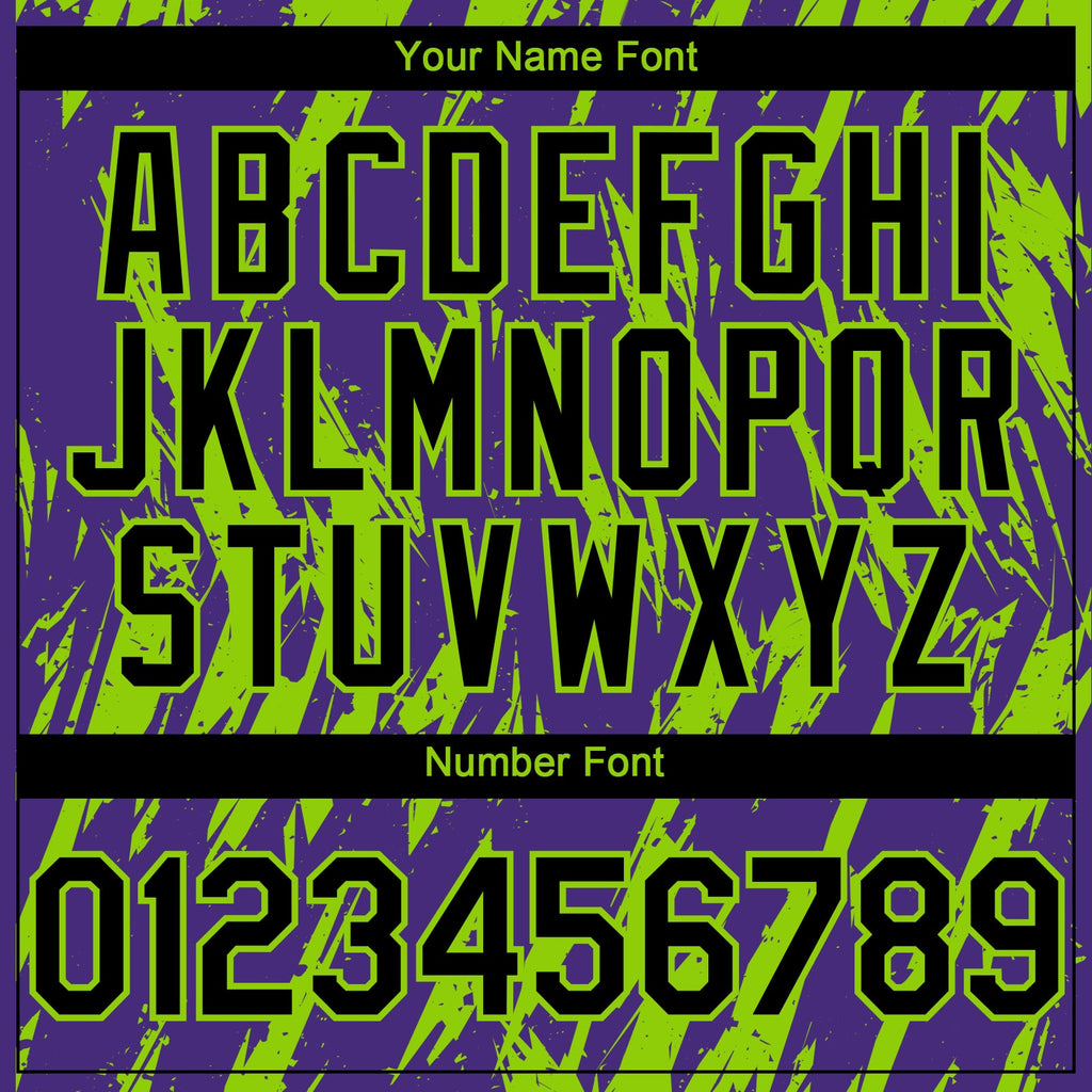 Custom Purple Neon Green Splatter Torn Sharp Brush Stroke Authentic Baseball Jersey