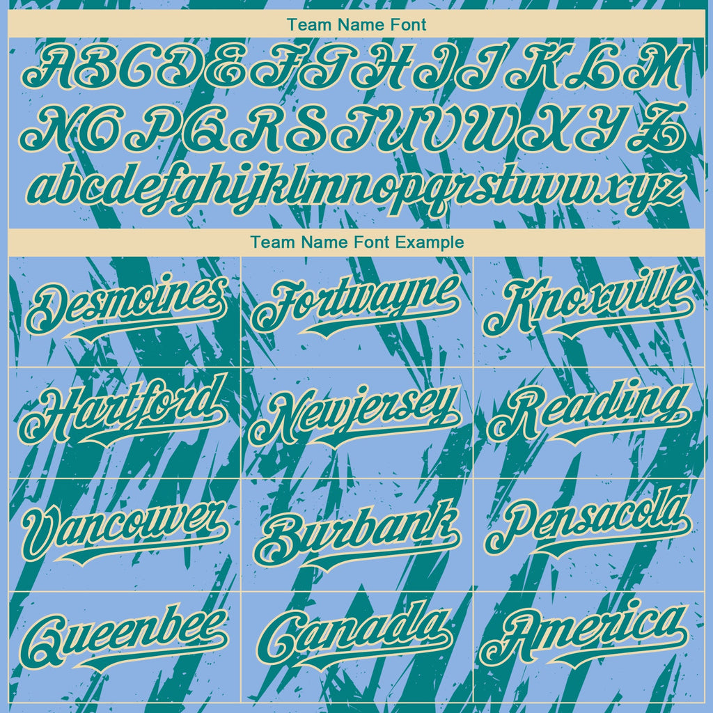 Custom Light Blue Teal-Cream Splatter Torn Sharp Brush Stroke Authentic Baseball Jersey