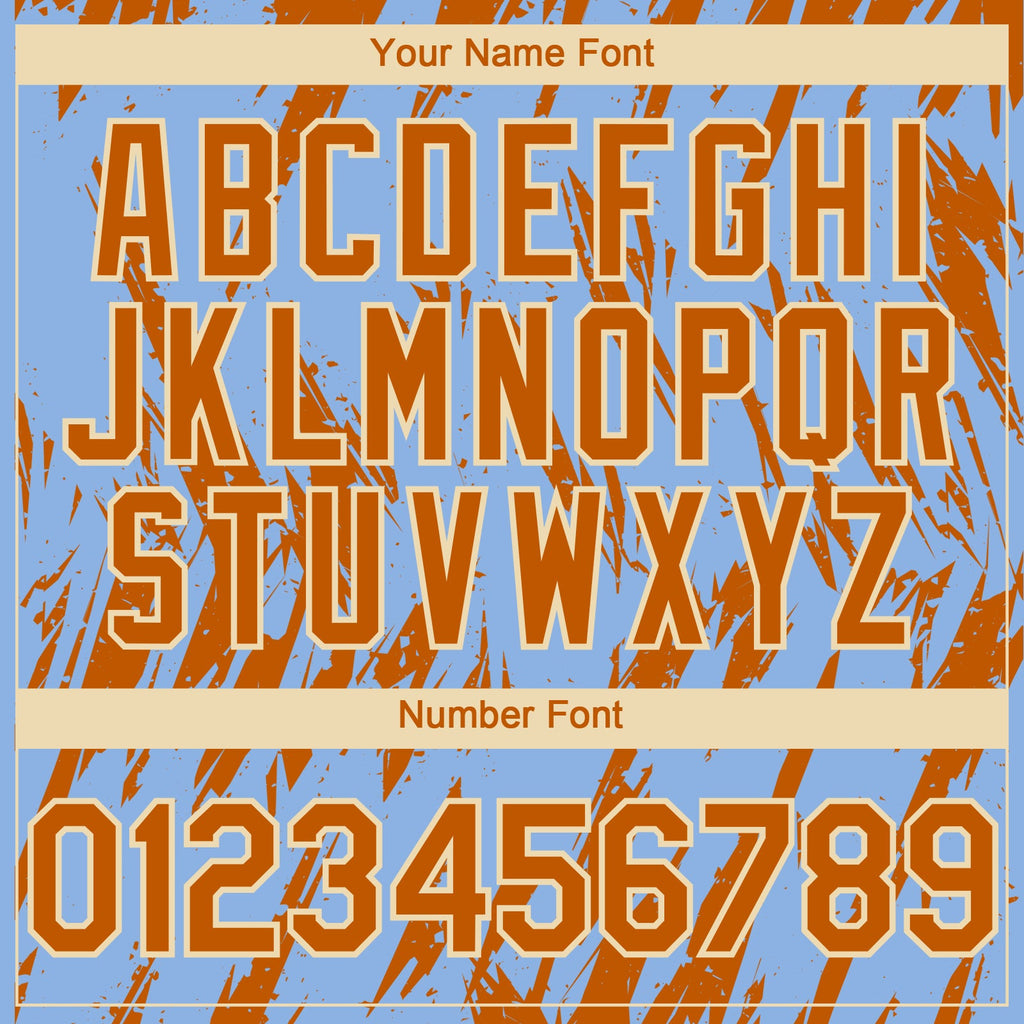 Custom Light Blue Bay Orange-Cream Splatter Torn Sharp Brush Stroke Authentic Baseball Jersey