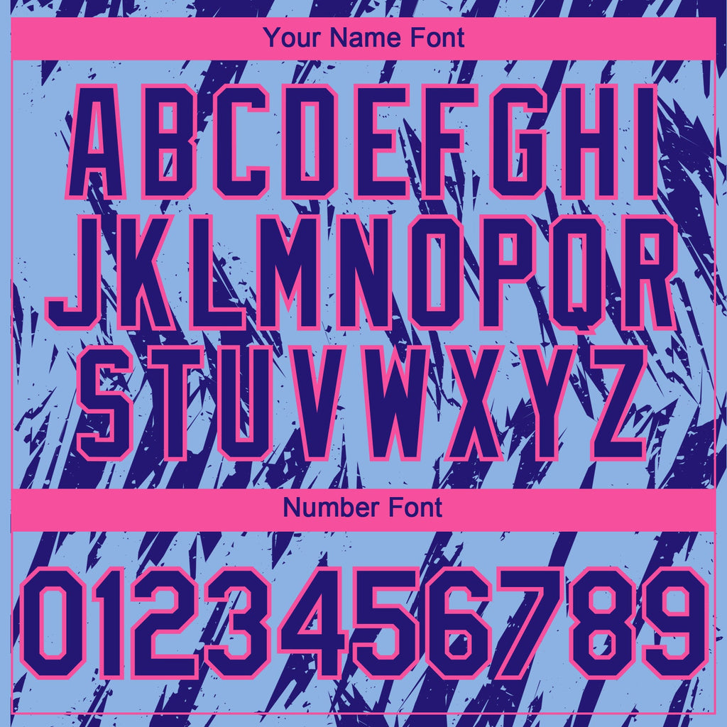 Custom Light Blue Dark Purple-Pink Splatter Torn Sharp Brush Stroke Authentic Baseball Jersey