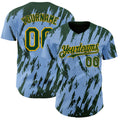 Custom Light Blue Green-Gold Splatter Torn Sharp Brush Stroke Authentic Baseball Jersey
