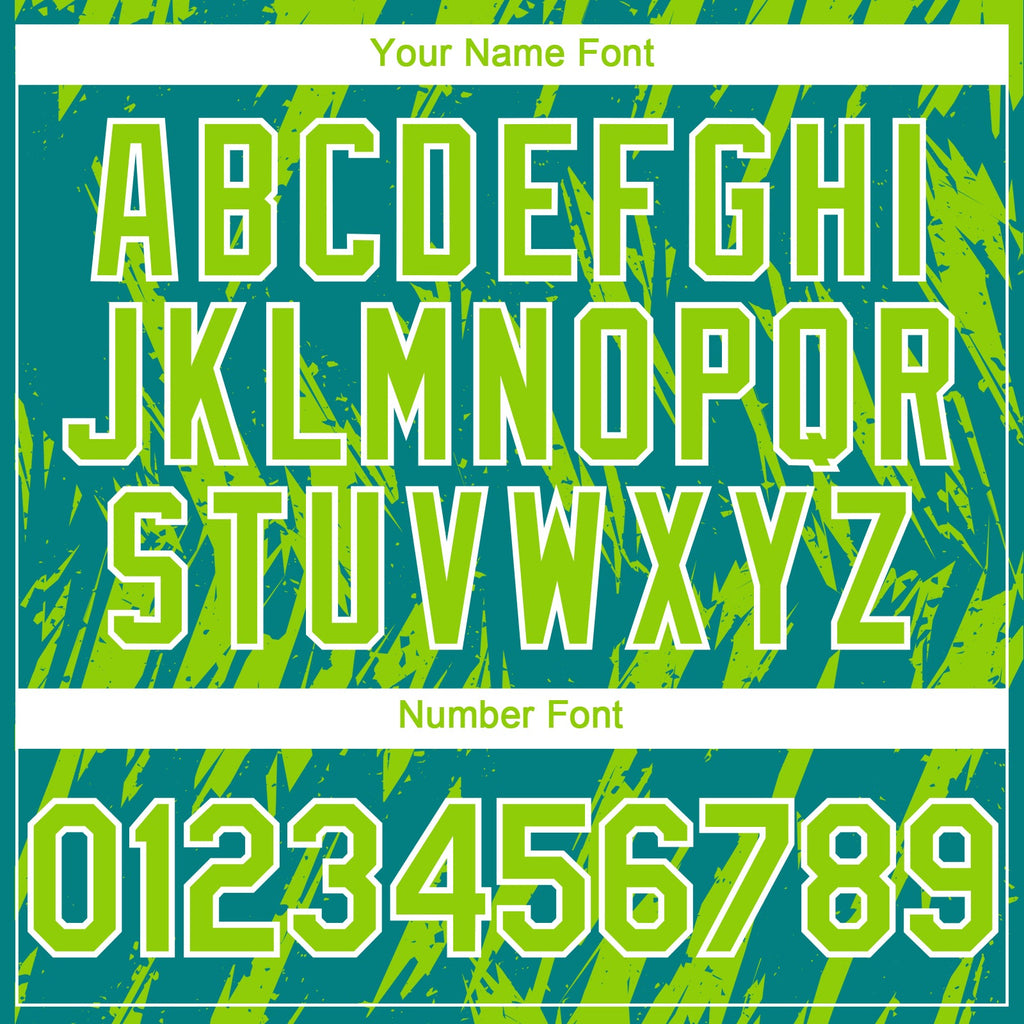 Custom Teal Neon Green-White Splatter Torn Sharp Brush Stroke Authentic Baseball Jersey