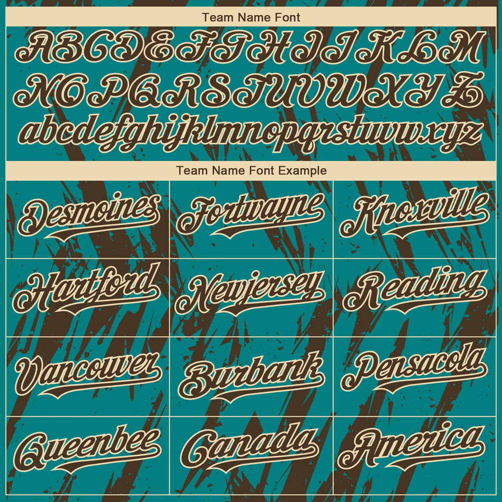 Custom Teal Brown-Cream Splatter Torn Sharp Brush Stroke Authentic Baseball Jersey