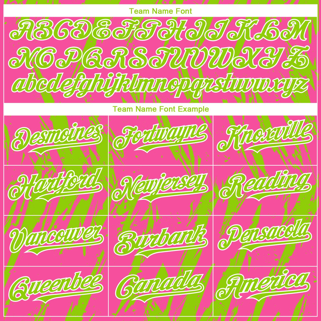 Custom Pink Neon Green-White Splatter Torn Sharp Brush Stroke Authentic Baseball Jersey