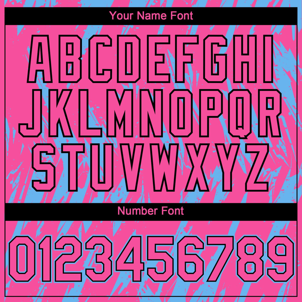 Custom Pink Black-Sky Blue Splatter Torn Sharp Brush Stroke Authentic Baseball Jersey