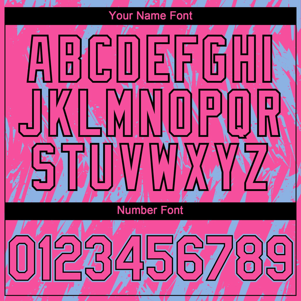 Custom Pink Black-Light Blue Splatter Torn Sharp Brush Stroke Authentic Baseball Jersey