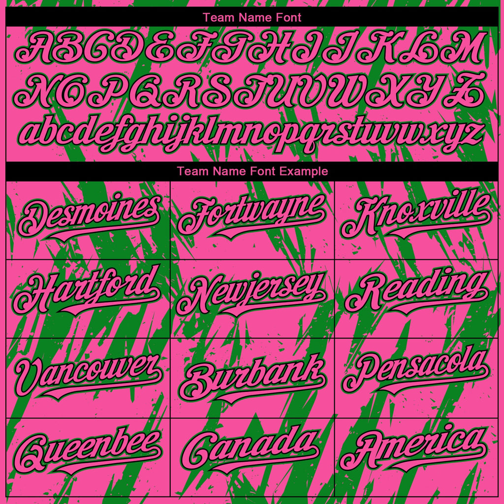 Custom Pink Black-Grass Green Splatter Torn Sharp Brush Stroke Authentic Baseball Jersey