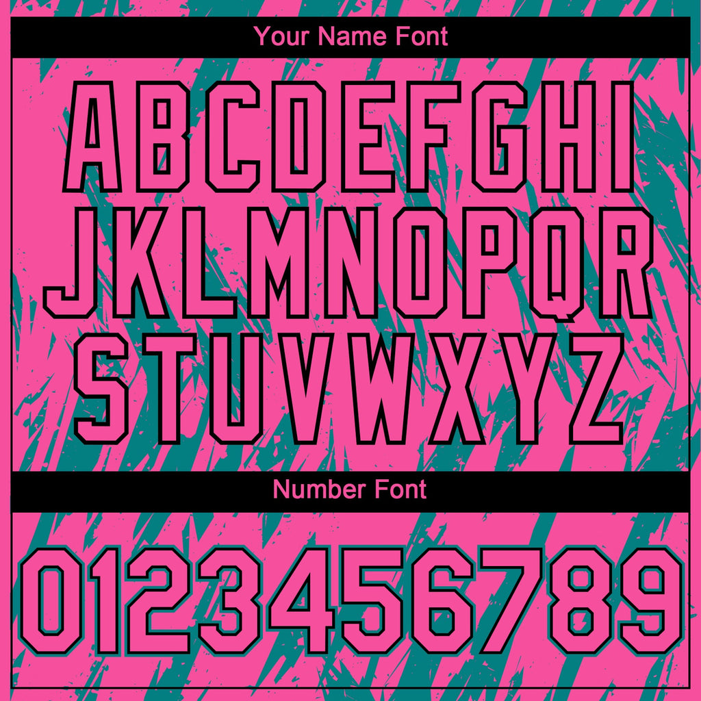 Custom Pink Black-Teal Splatter Torn Sharp Brush Stroke Authentic Baseball Jersey