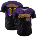 Custom Black Purple-Yellow Distressed Scratch Brush Stroke Authentic Baseball Jersey