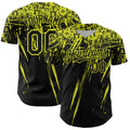 Custom Black Neon Yellow Distressed Scratch Brush Stroke Authentic Baseball Jersey