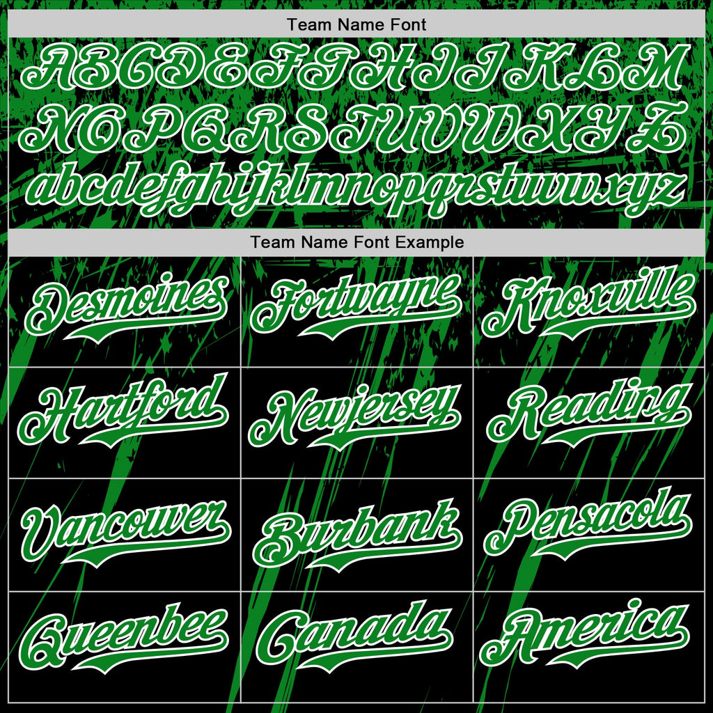 Custom Black Grass Green-White Distressed Scratch Brush Stroke Authentic Baseball Jersey
