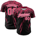Custom Black Neon Pink-White Distressed Scratch Brush Stroke Authentic Baseball Jersey